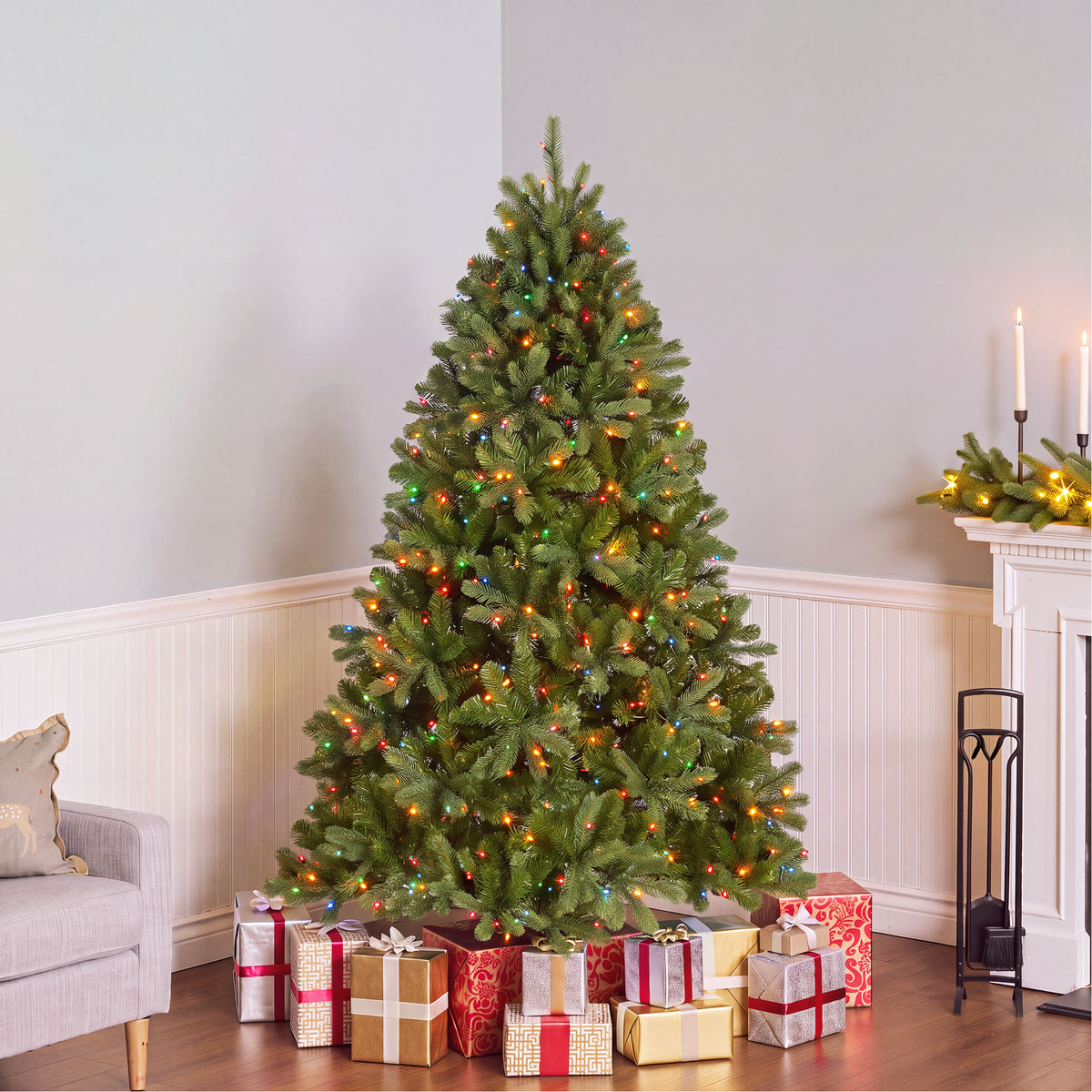 6.5 ft. Pre-Lit Downswept Douglas Fir Hinged Tree with Multicolor Lights, Plug-In - National Tree Company