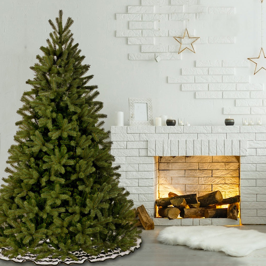 'Feel Real' Artificial Full Downswept Christmas Tree, Green, Douglas Fir, Includes Stand, 7 Feet