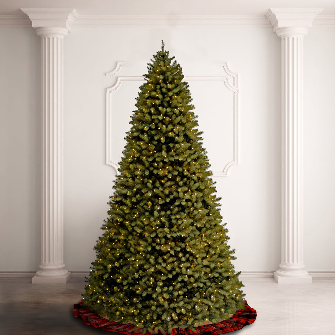 Pre-Lit 'Feel Real' Artificial Giant Full Downswept Christmas Tree, Green, Douglas Fir, Dual Color LED Lights, Includes Stand and PowerConnect, 10 feet