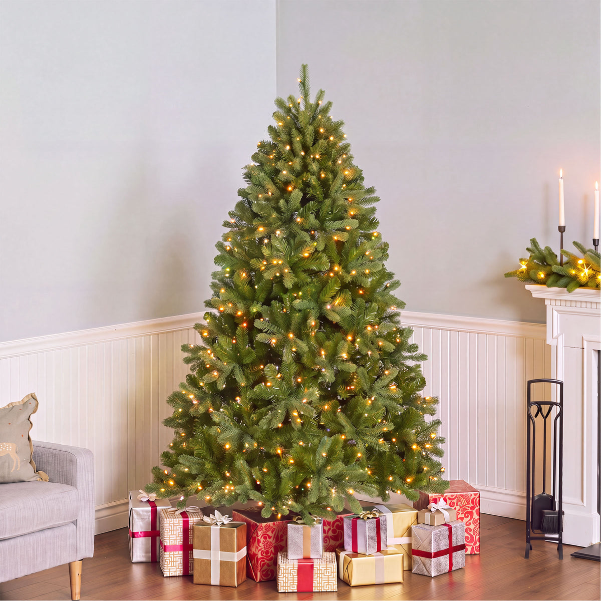 6.5 ft. Pre-Lit Downswept Douglas Fir Hinged Tree with Dual Color LED Lights, Plug-In - National Tree Company