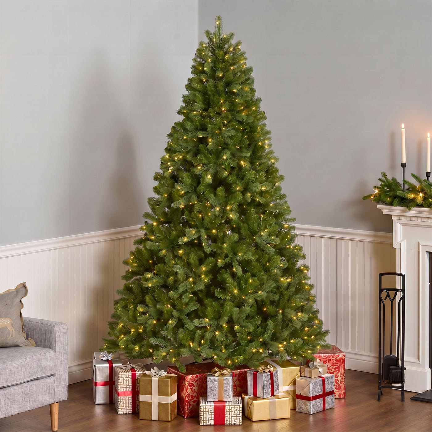 7.5 ft. Pre-Lit Downswept Douglas Fir Hinged Tree with 750 Dual Color LED Lights, Plug-In - National Tree Company