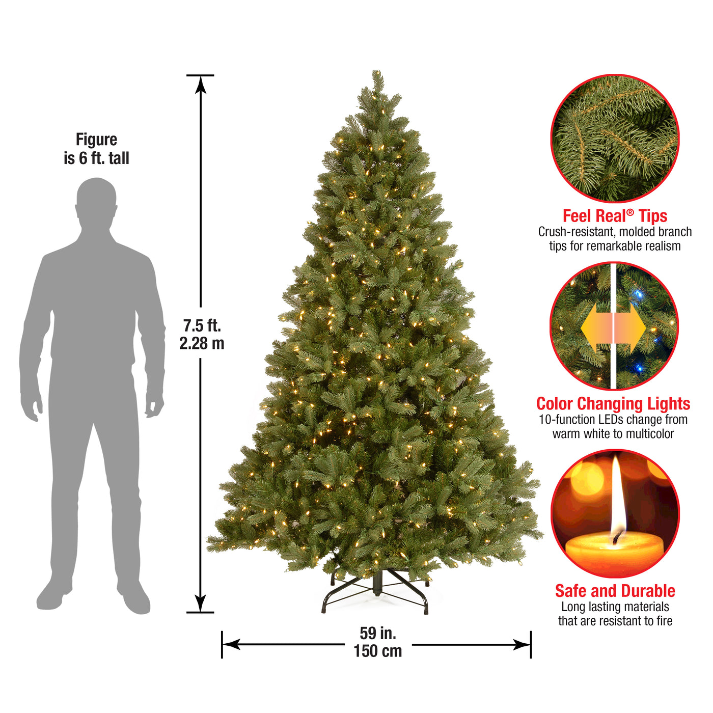 7.5 ft. Pre-Lit Downswept Douglas Fir Tree with 750 Dual Color LED Lights - National Tree Company