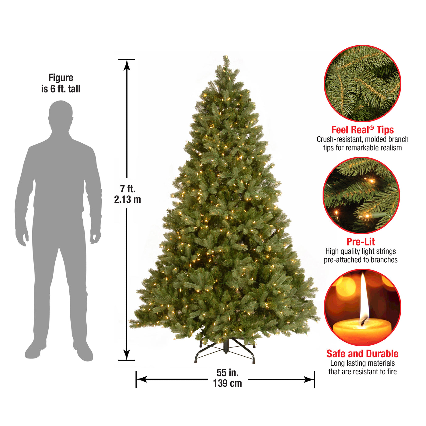7 ft. Pre-Lit Downswept Douglas Fir Tree with 700 Clear Lights - National Tree Company