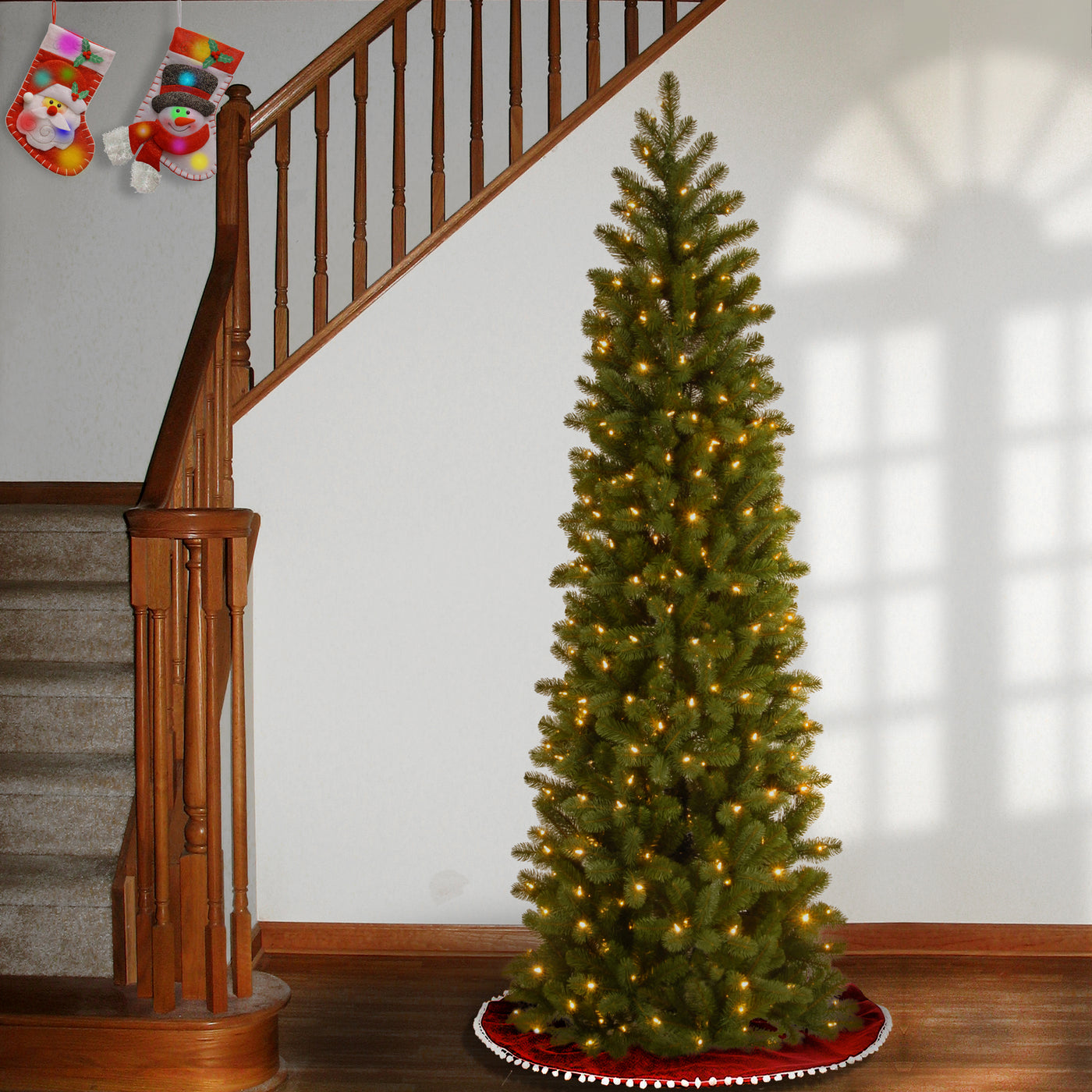 6.5 ft. Pre-Lit Downswept Douglas Fir Pencil Slim Tree with Clear Lights - National Tree Company