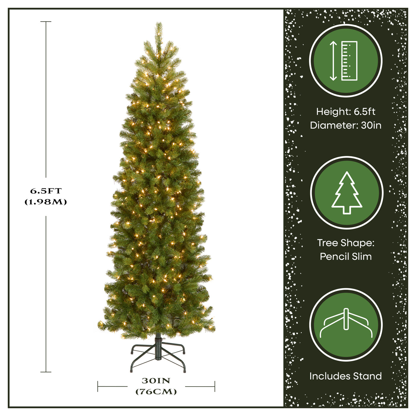 6.5 ft. Pre-Lit Downswept Douglas Fir Pencil Slim Tree with Clear Lights - National Tree Company