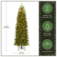 6.5 ft. Pre-Lit Downswept Douglas Fir Pencil Slim Tree with Clear Lights - National Tree Company