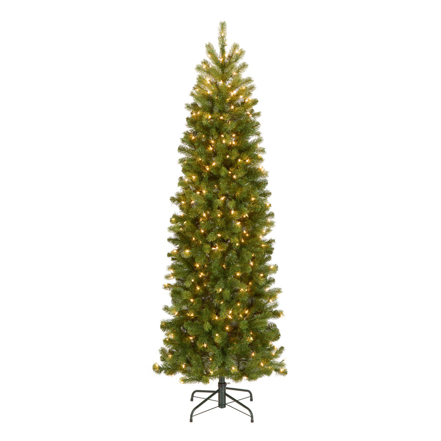 6.5 ft. Pre-Lit Downswept Douglas Fir Pencil Slim Tree with Clear Lights - National Tree Company