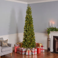 9 ft. Pre-Lit Downswept Douglas Fir Pencil Slim Hinged Tree with Clear Lights, Plug-In - National Tree Company