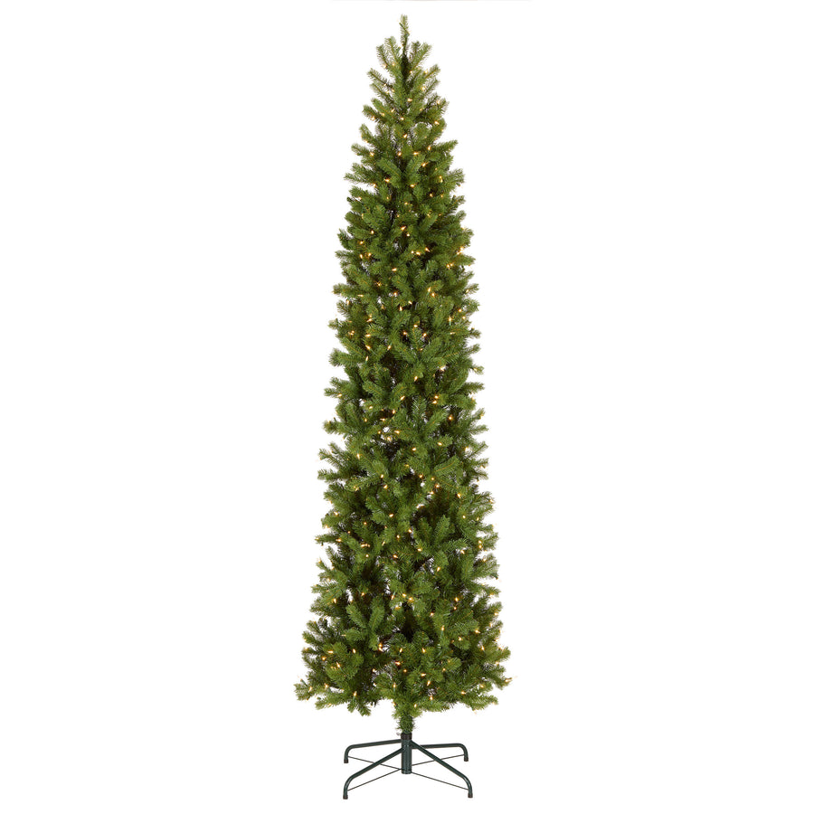 9 ft. Pre-Lit Downswept Douglas Fir Pencil Slim Hinged Tree with Clear Lights, Plug-In - National Tree Company