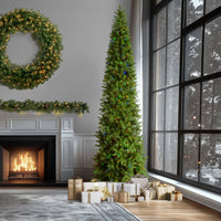 12 ft. Pre-Lit Downswept Douglas Fir Pencil Slim Tree with Dual Color LED Lights, Plug-In - National Tree Company