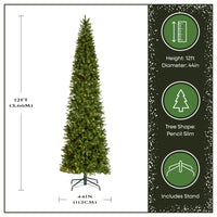 12 ft. Pre-Lit Downswept Douglas Fir Pencil Slim Tree with Dual Color LED Lights, Plug-In - National Tree Company