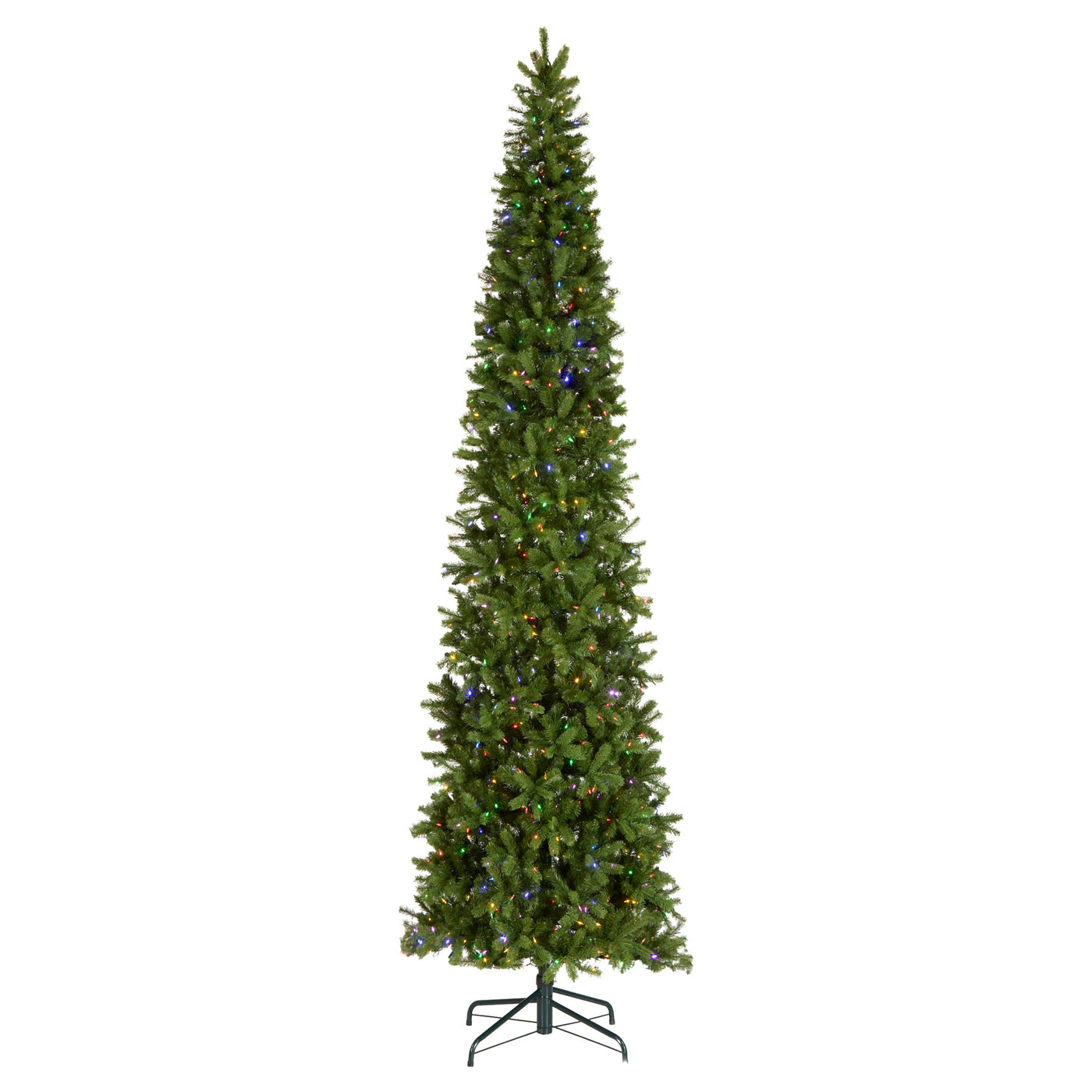 12 ft. Pre-Lit Downswept Douglas Fir Pencil Slim Tree with Dual Color LED Lights, Plug-In - National Tree Company