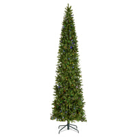 12 ft. Pre-Lit Downswept Douglas Fir Pencil Slim Tree with Dual Color LED Lights, Plug-In - National Tree Company