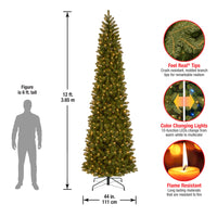 12 ft.Pre-Lit Downswept Douglas Fir Pencil Slim Tree with Dual Color LED Lights - National Tree Company