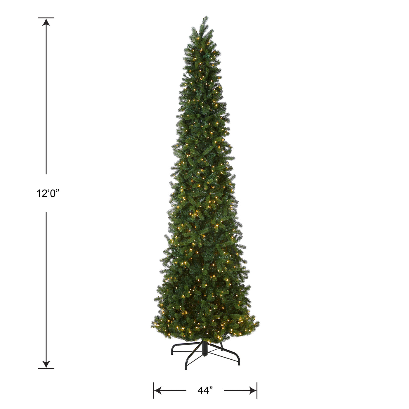 12 ft.Pre-Lit Downswept Douglas Fir Pencil Slim Tree with Dual Color LED Lights - National Tree Company