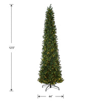 12 ft.Pre-Lit Downswept Douglas Fir Pencil Slim Tree with Dual Color LED Lights - National Tree Company