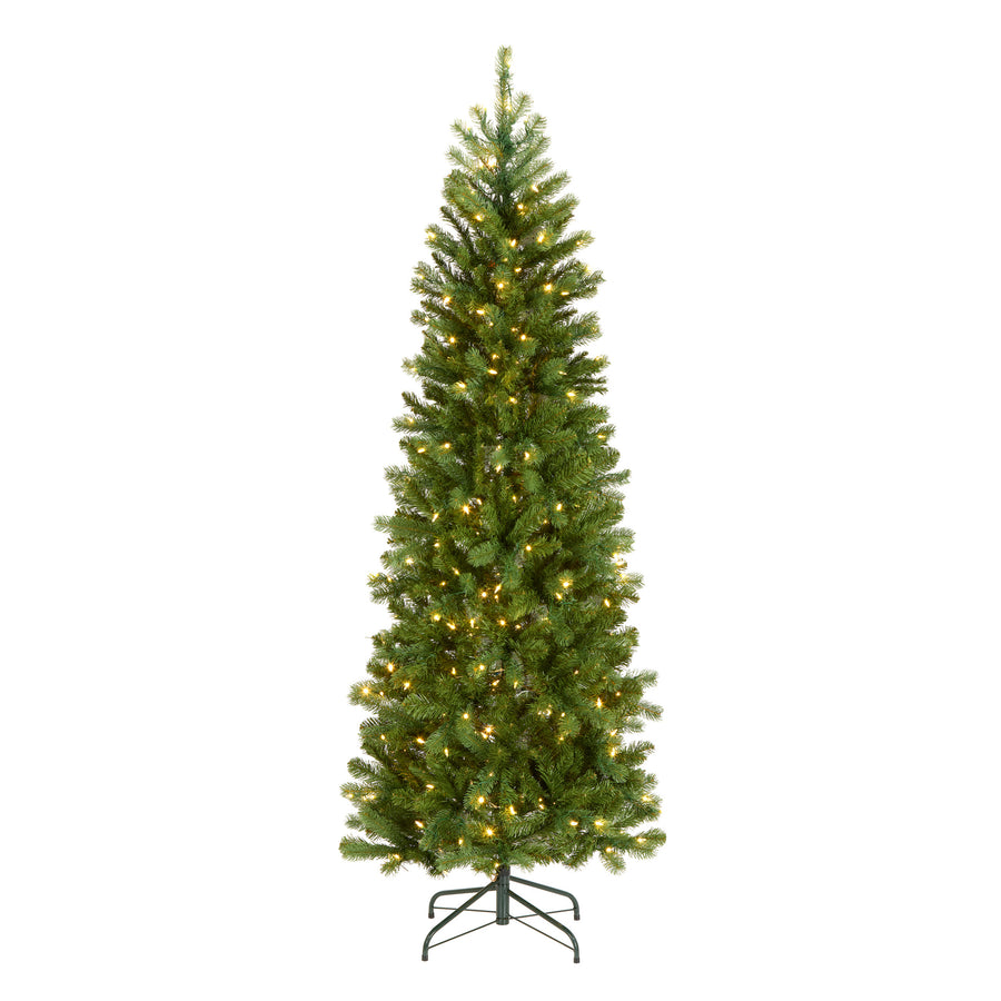 6.5 ft. Pre-Lit Downswept Douglas Fir Pencil Slim Tree with Dual Color LED Lights - National Tree Company