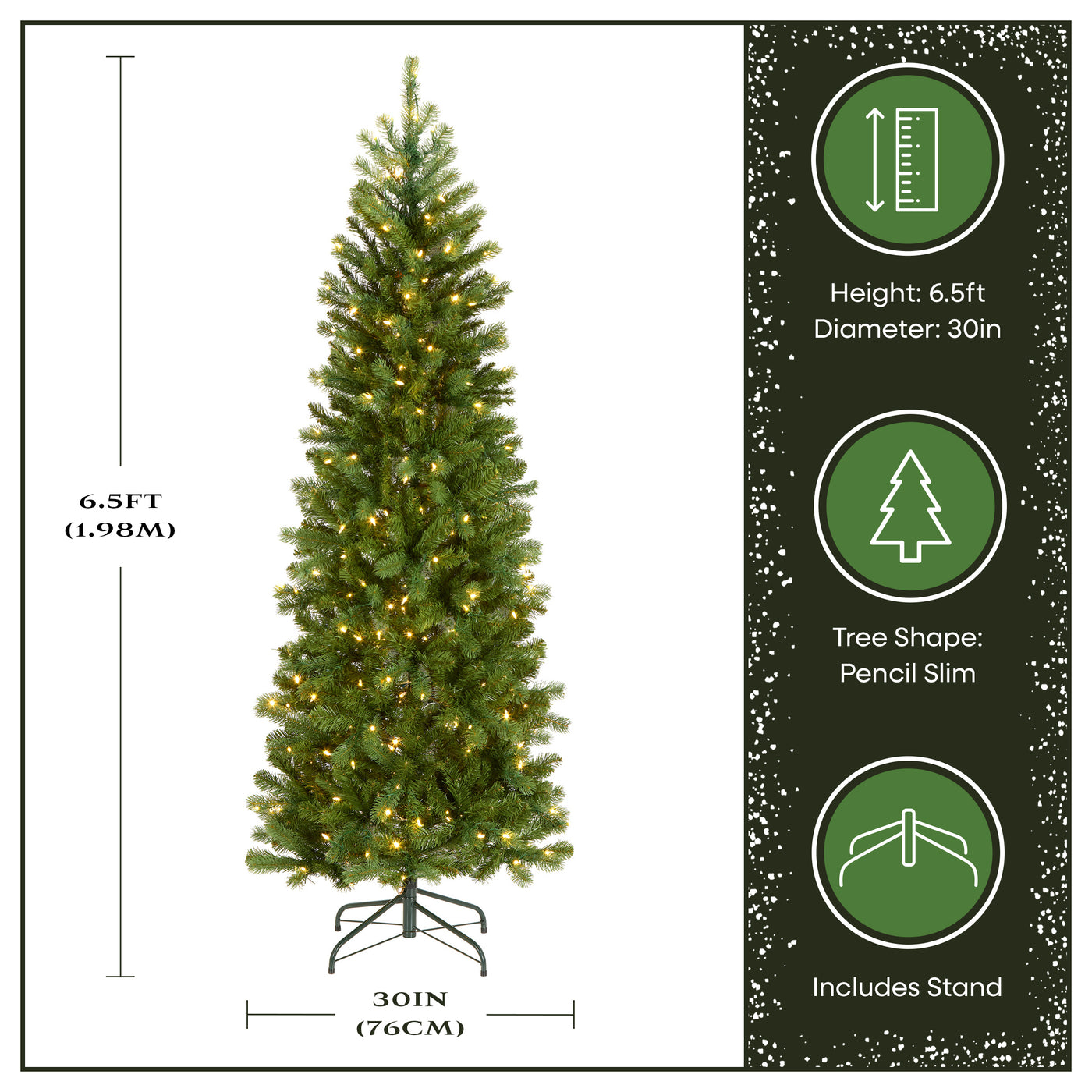 6.5 ft. Pre-Lit Downswept Douglas Fir Pencil Slim Tree with Dual Color LED Lights - National Tree Company
