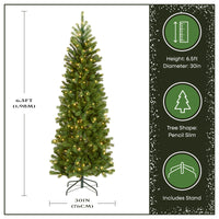 6.5 ft. Pre-Lit Downswept Douglas Fir Pencil Slim Tree with Dual Color LED Lights - National Tree Company