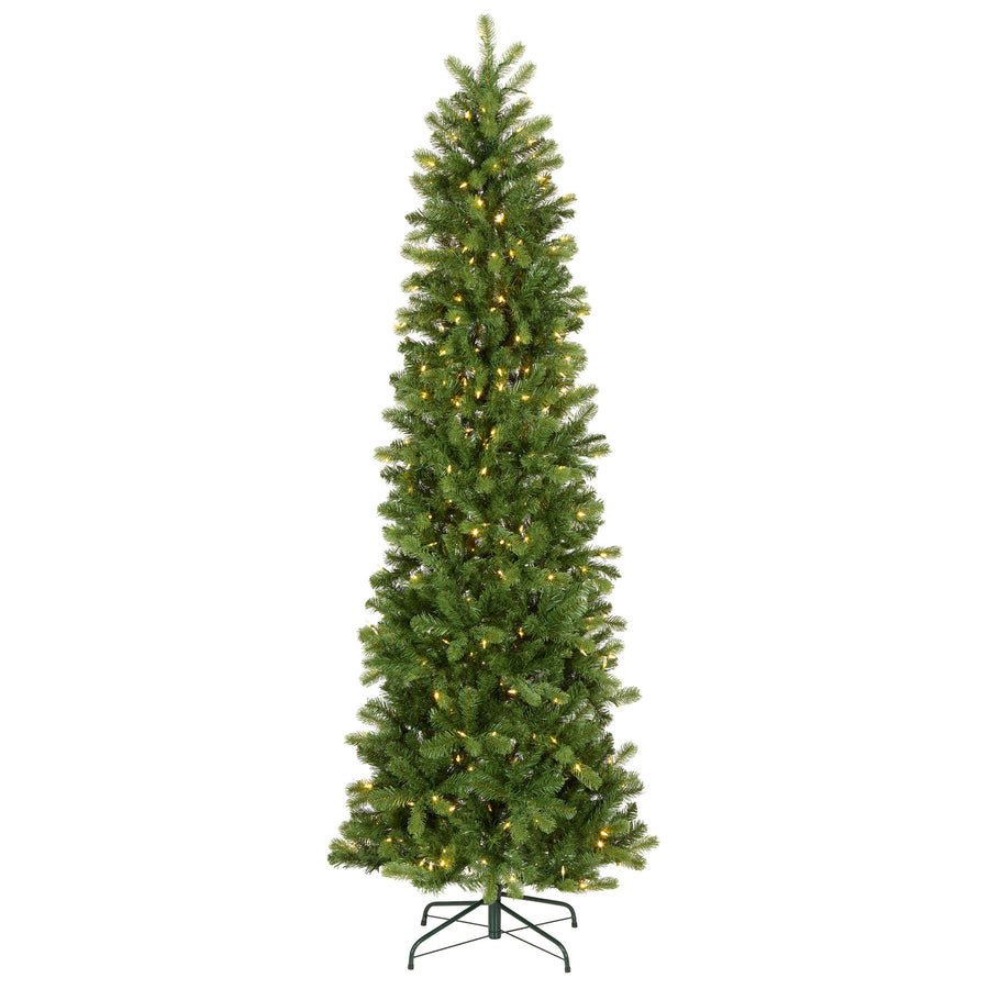 7.5 ft. Pre-Lit Downswept Douglas Fir Pencil Slim Hinged Tree with Dual Color LED Lights, Plug-In - National Tree Company
