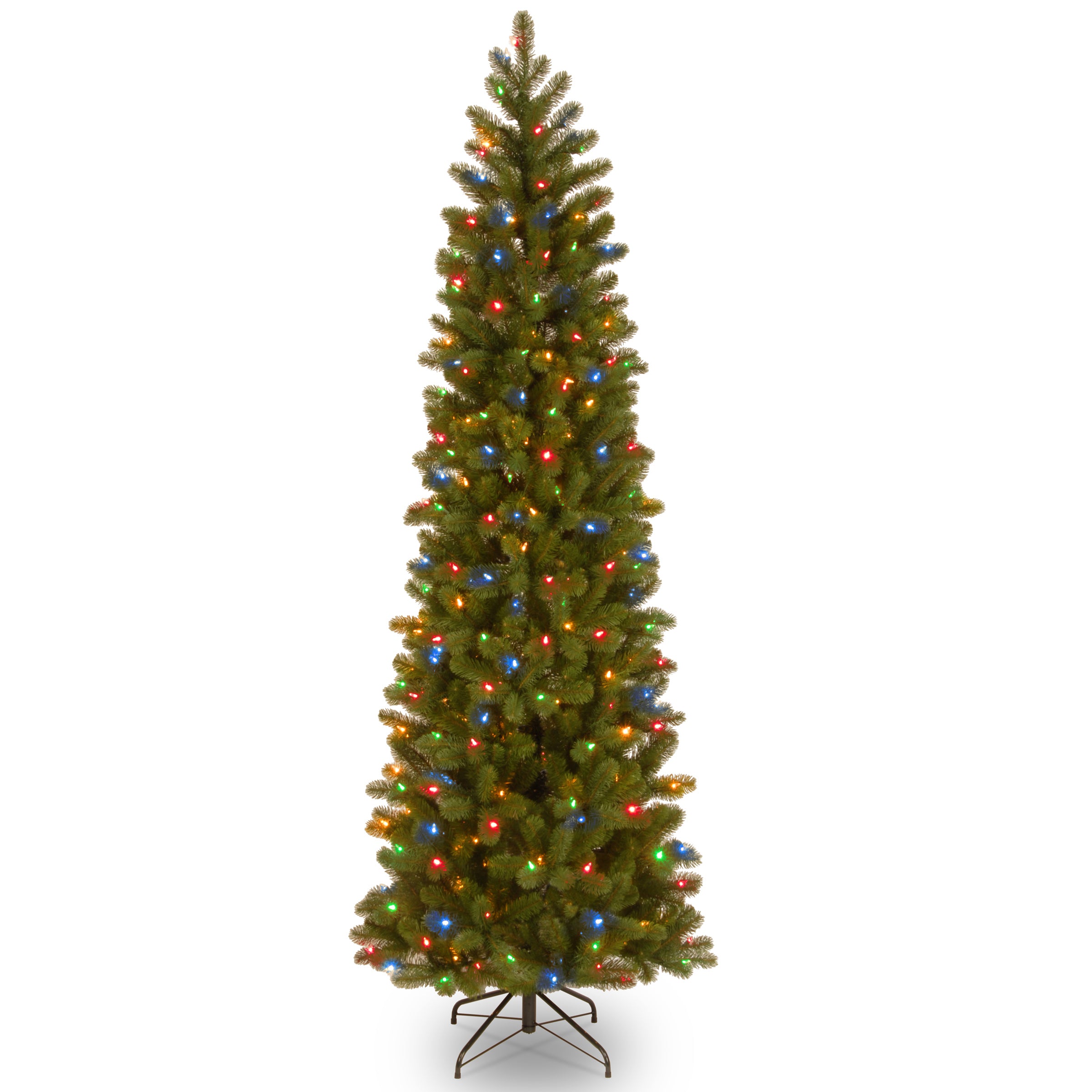 7.5 ft. Pre-Lit Downswept Douglas Fir Pencil Slim Tree with Dual