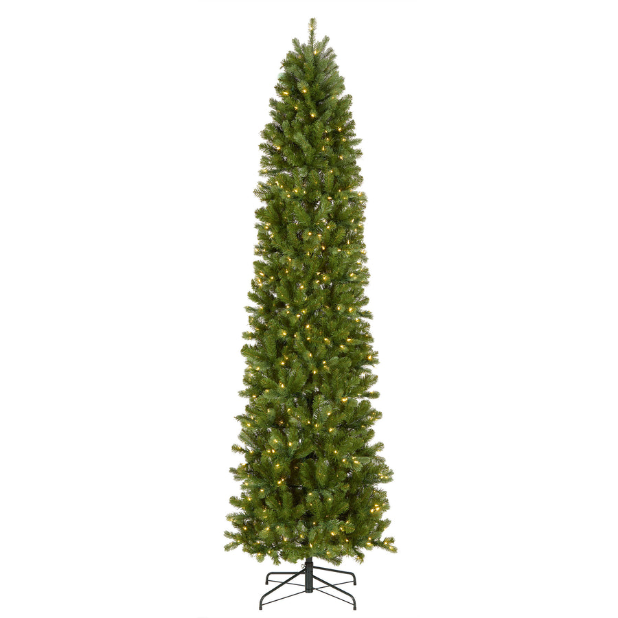 9 ft. Pre-Lit Downswept Douglas Fir Pencil Slim Hinged Tree with Dual Color LED Lights, Plug-In - National Tree Company