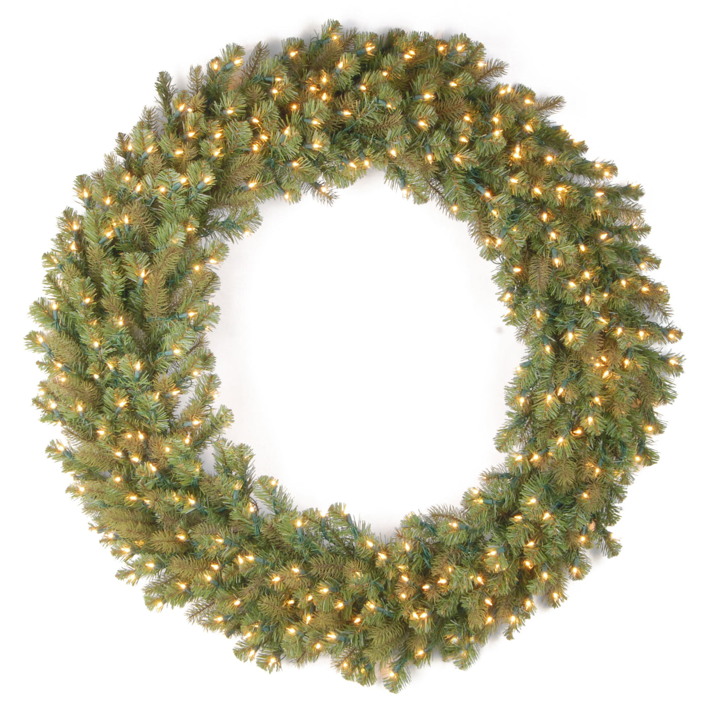 42 in.Pre-Lit Downswept Douglas Wreath with Warm White LED Lights - National Tree Company