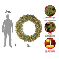 42 in.Pre-Lit Downswept Douglas Wreath with Warm White LED Lights - National Tree Company