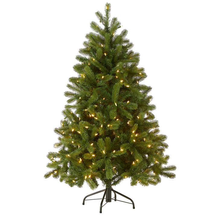 Pre-Lit 'Feel Real' Artificial Full Downswept Christmas Tree, Green, Douglas Fir, Dual Color LED Lights, Includes Stand, 4.5 feet