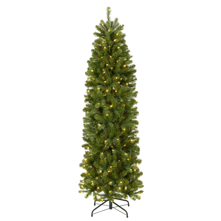 7 ft. Pre-Lit Downswept Douglas Fir Pencil Slim Tree with Dual Color LED Lights, Plug-In - National Tree Company