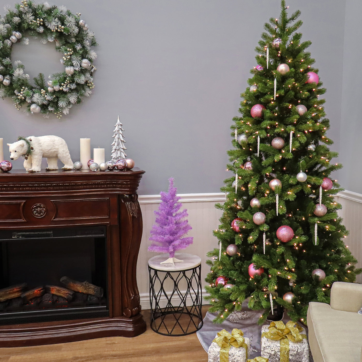 7 ft. Pre-Lit Downswept Douglas Fir Pencil Slim Tree with Dual Color LED Lights, Plug-In - National Tree Company