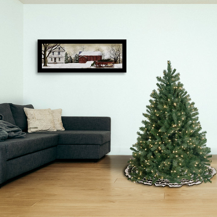 Pre-Lit 'Feel Real' Artificial Full Downswept Christmas Tree, Green, Douglas Blue Fir, White Lights, Includes Stand, 4.5 feet