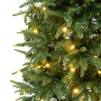 4.5 ft. Pre-Lit Duxbury Light Green Slim Tree with Warm White LED Lights - National Tree Company