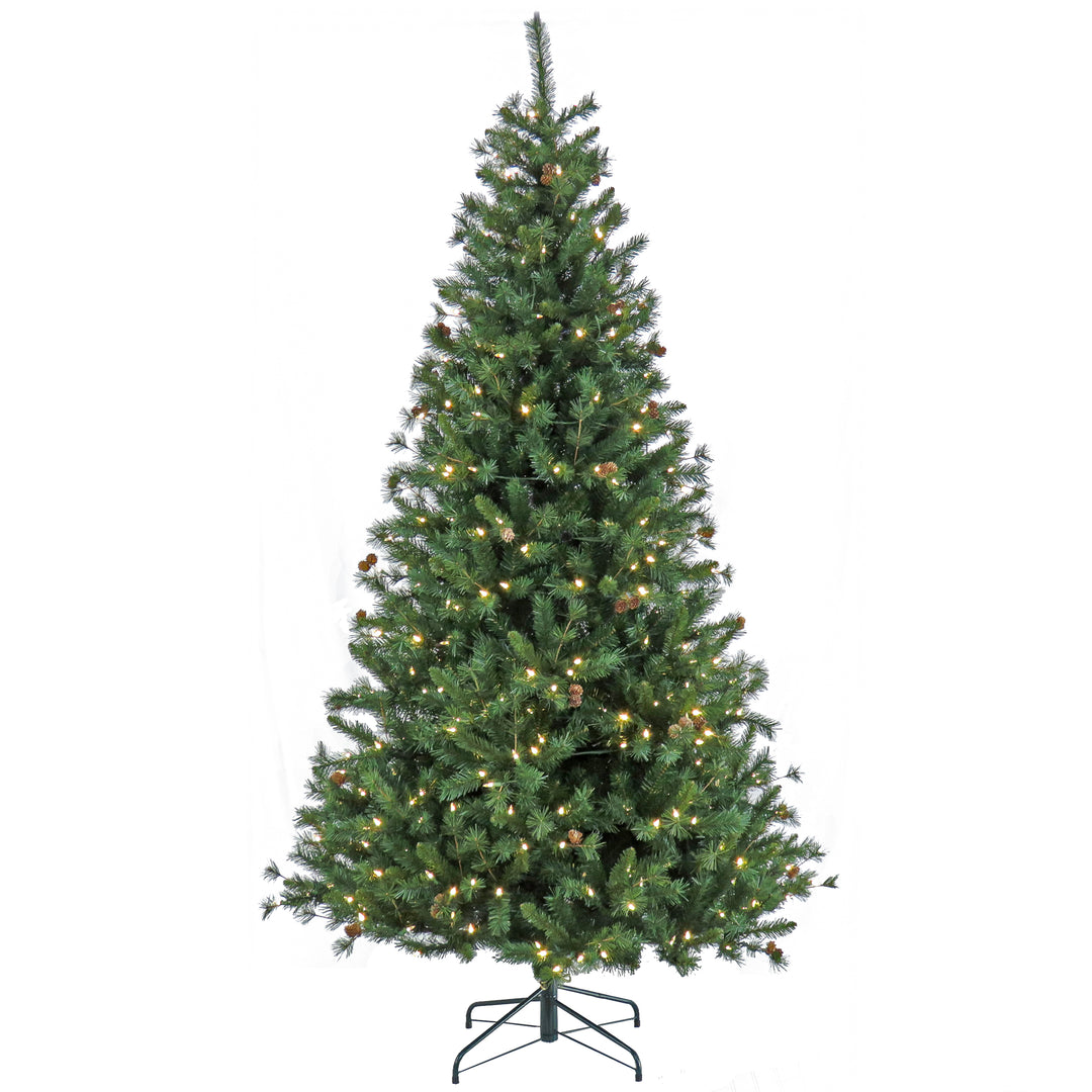 Pre-Lit Artificial Christmas Tree, Cedar Spruce, with Warm White LED Lights, Plug in, 7.5 ft