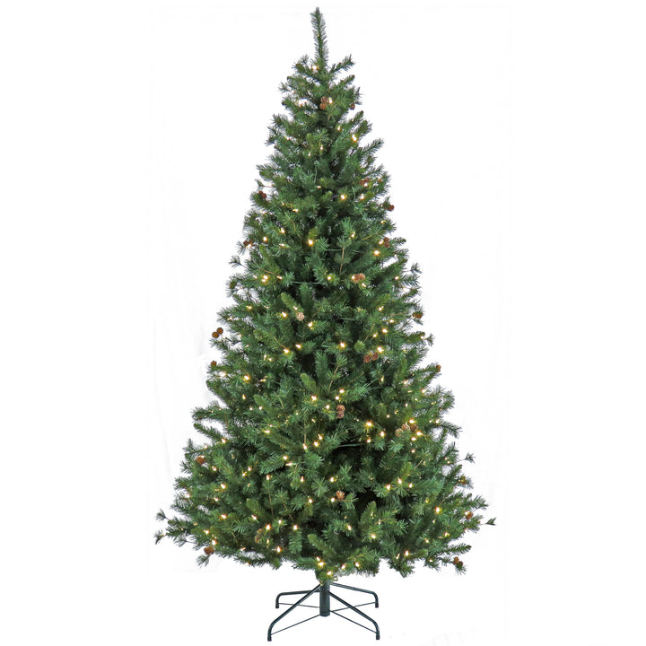 Pre-Lit Artificial Christmas Tree, Cedar Spruce, with Warm White LED Lights, Plug in, 7.5 ft