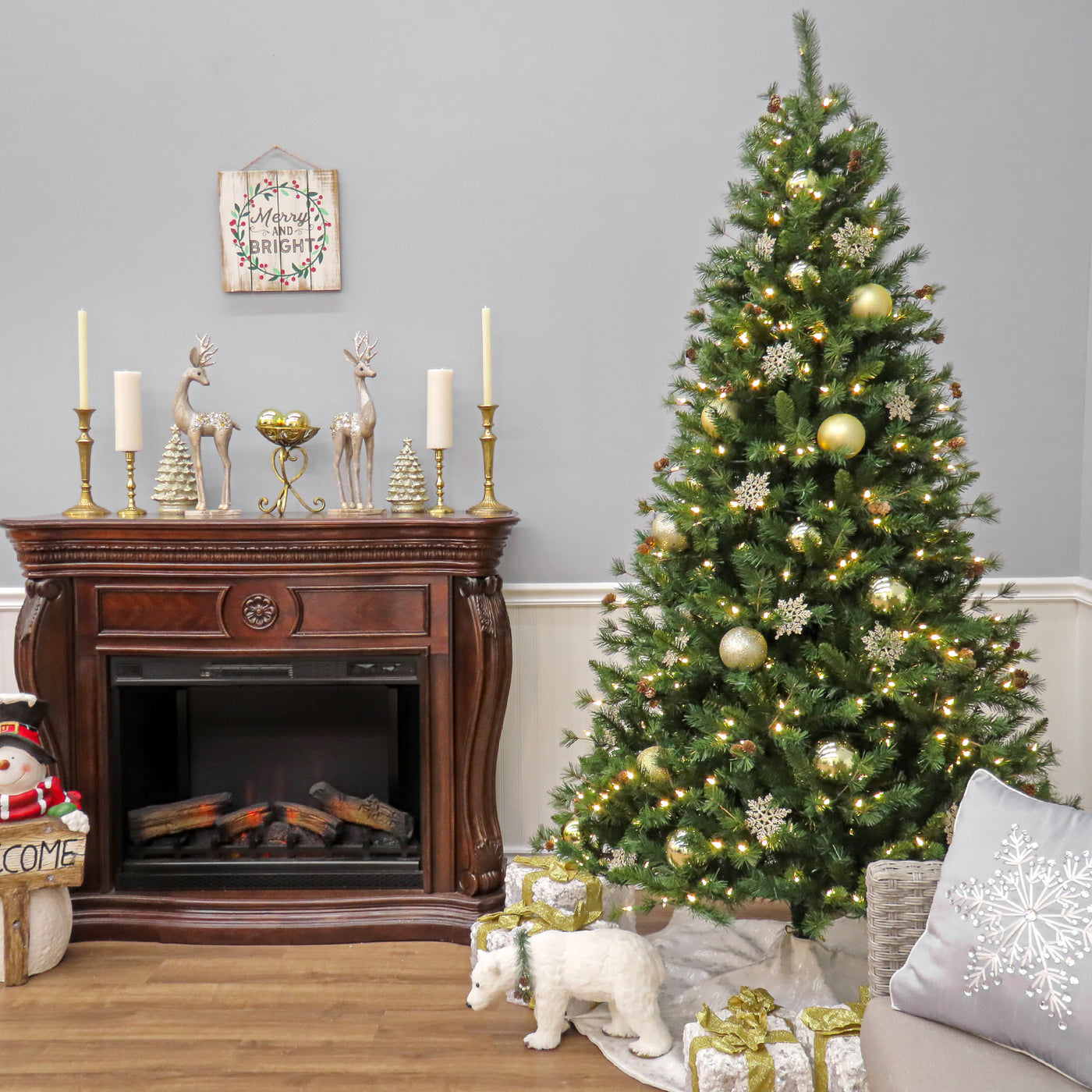 7.5 ft. Pre-Lit Cedar Spruce Tree with LED Lights, Plug-In - National Tree Company