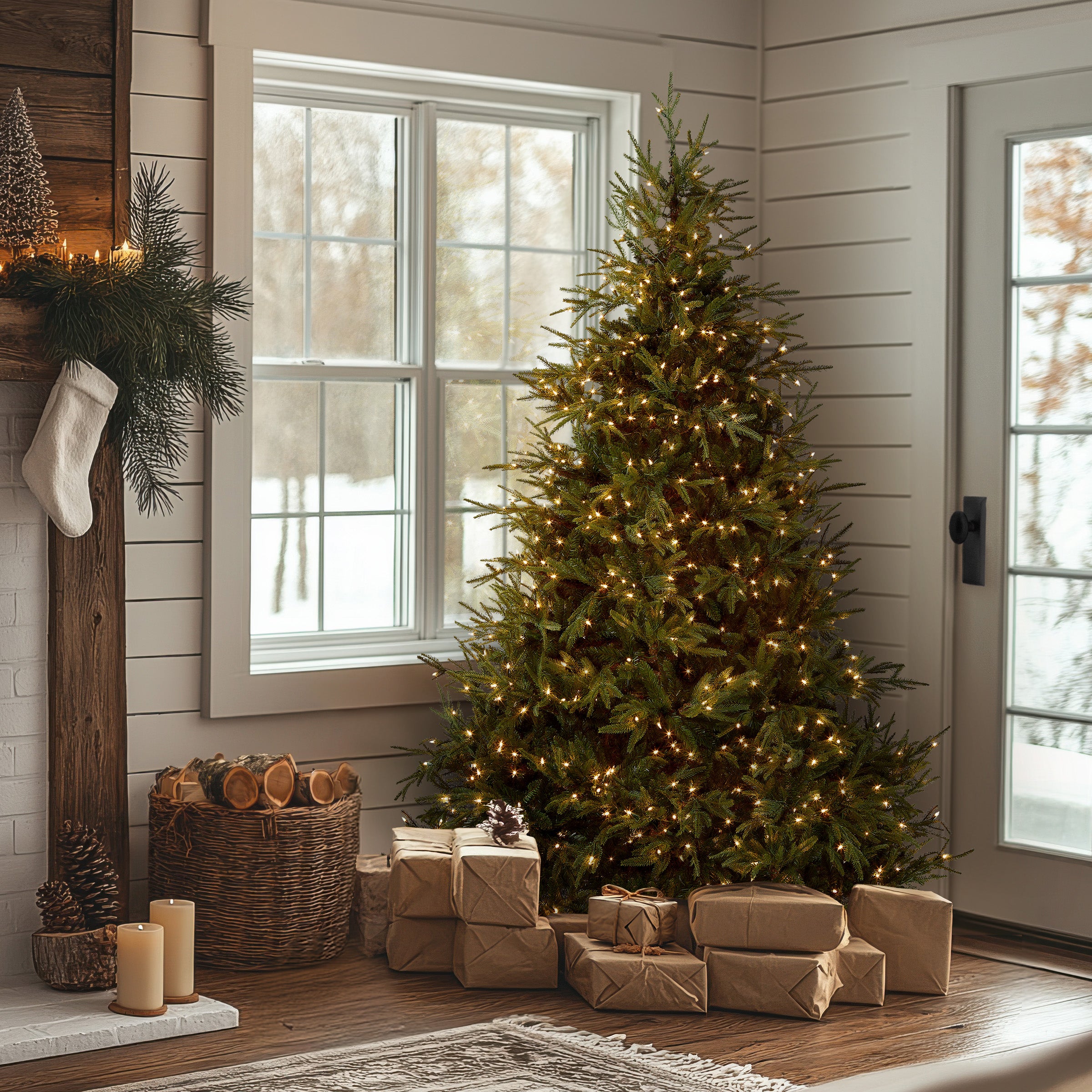 7.5 ft. Pre-Lit Fraser Grande Slim Tree with Clear Lights, Plug-In