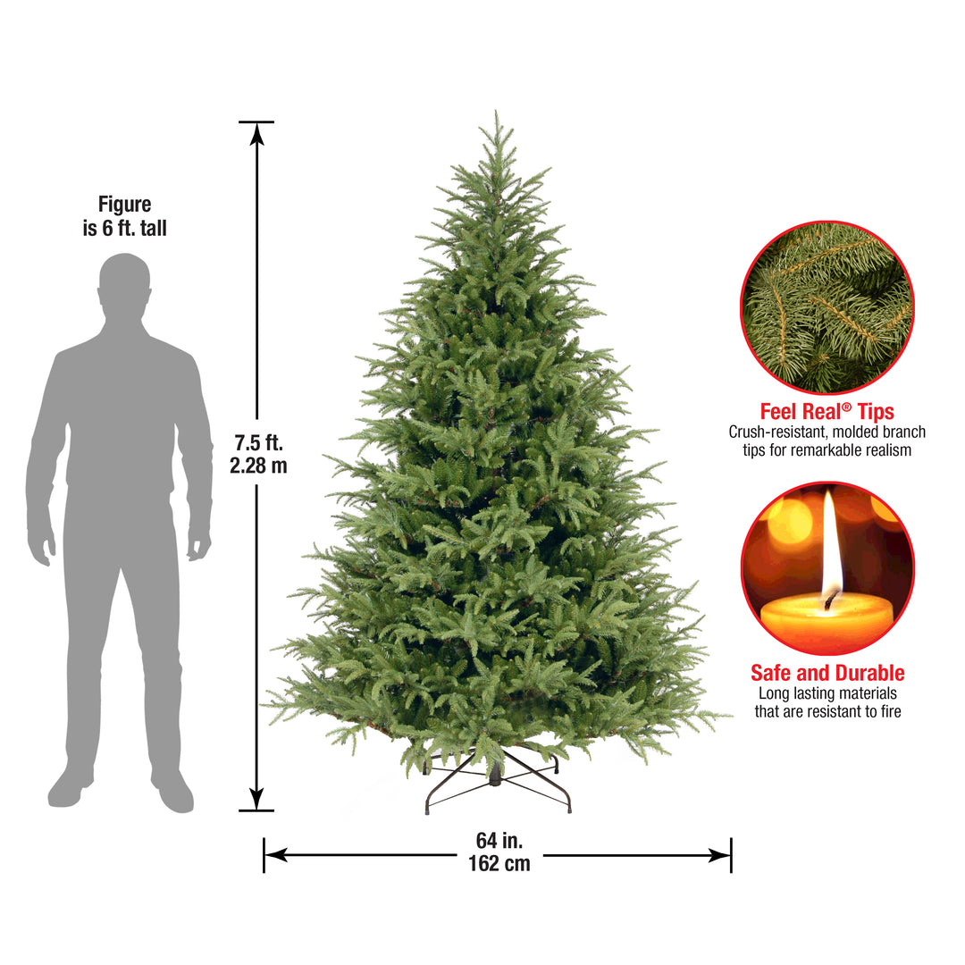 'Feel Real' Artificial Full Christmas Tree, Green, Frasier Grande, Includes Stand, 7 Feet