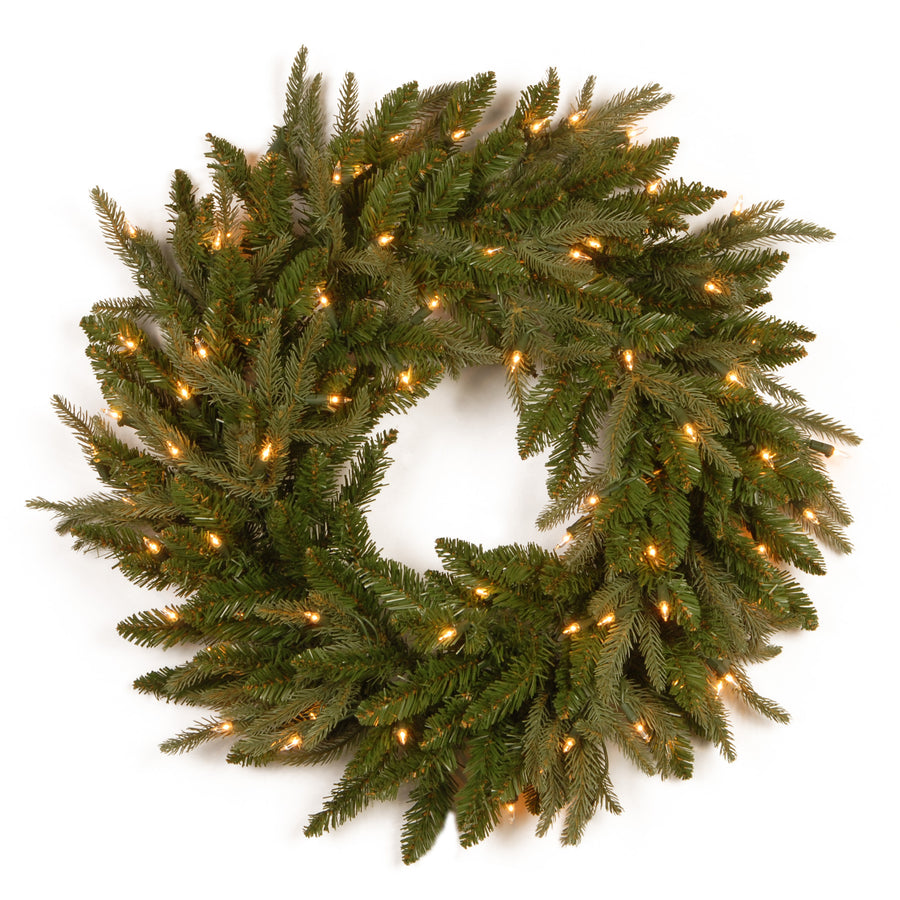 24 in. Pre-Lit Frasier Grande Wreath with Clear Lights - National Tree Company