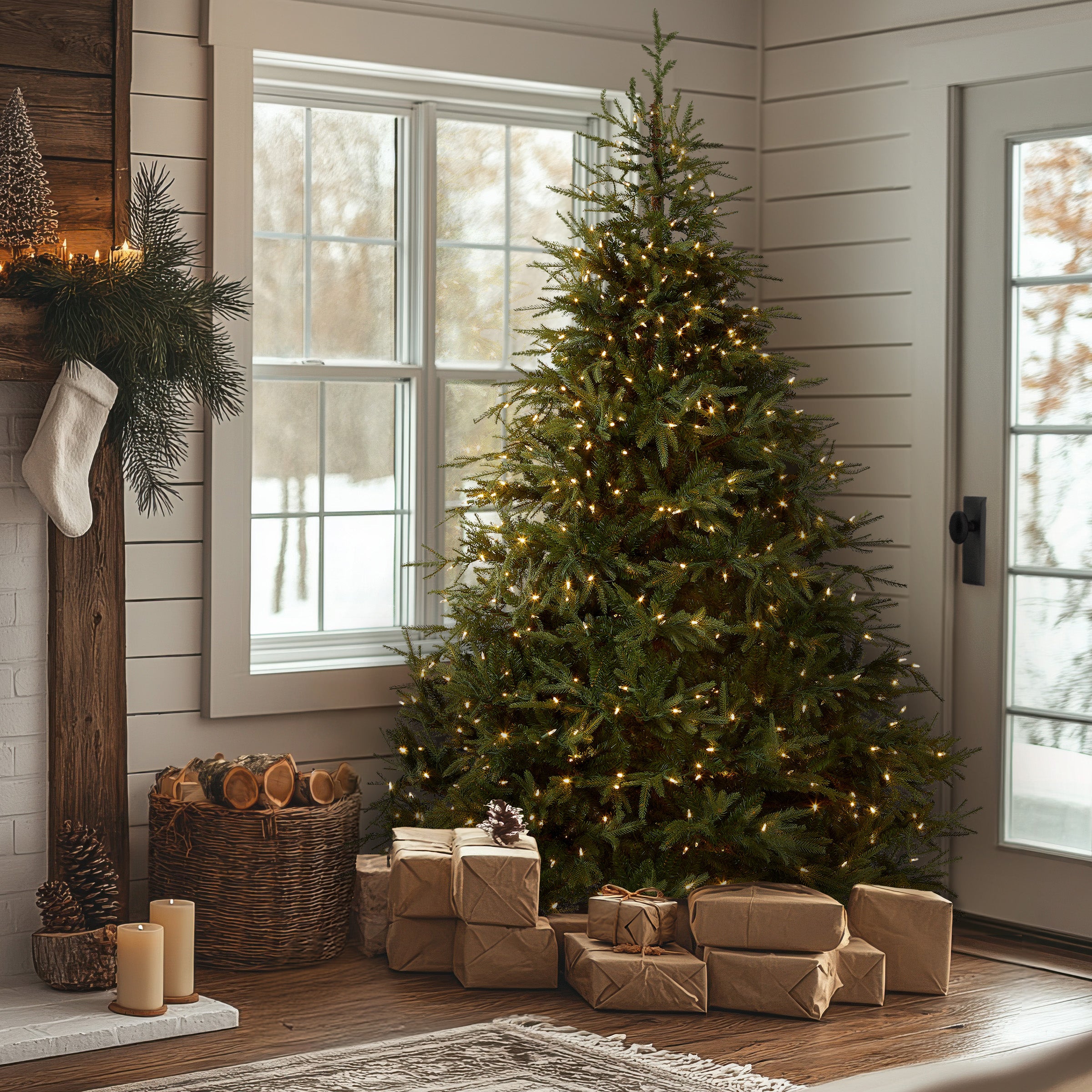 9 ft. Pre-Lit Fraser Grande Tree with Dual Color LED Lights, Plug