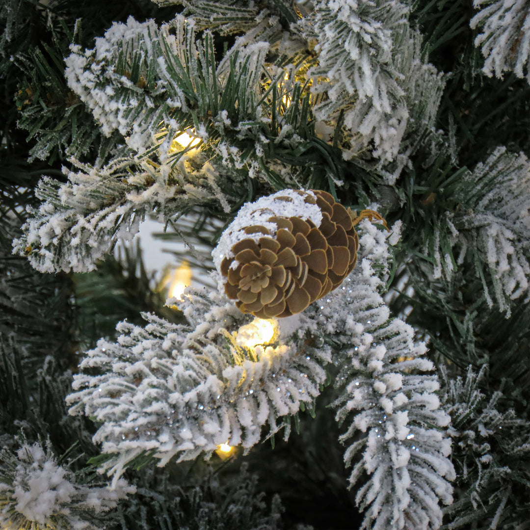7.5 ft Pre-Lit Snowy Vintin Fir Tree with LED Lights