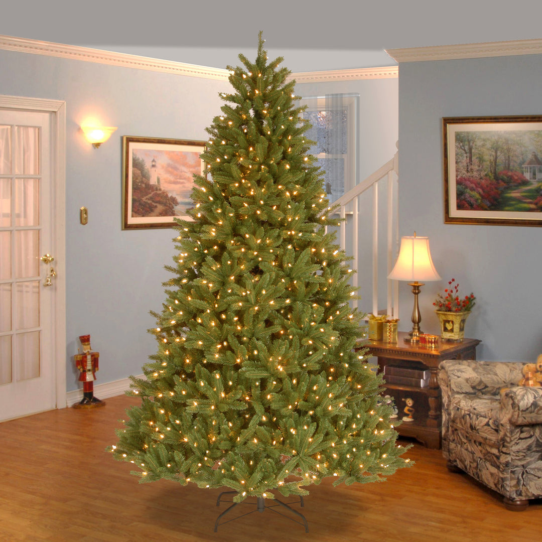 Pre-Lit 'Feel Real' Artificial Christmas Tree, Grande Fir, Green, White Lights, Includes Stand, 7.5 Feet