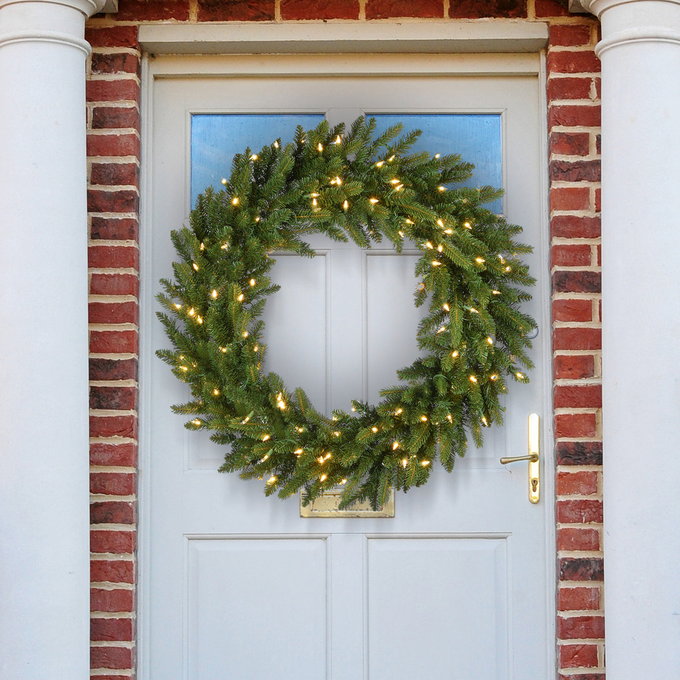 36 in. Pre-Lit Grande Fir Wreath with Warm White LED Lights - National Tree Company