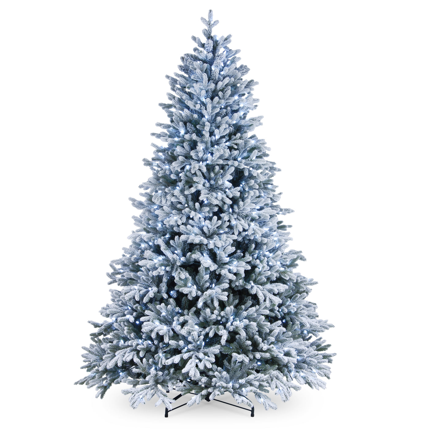 7.5 ft. Pre-Lit Snowy Hamilton Spruce Tree with Cool White LED Lights - National Tree Company