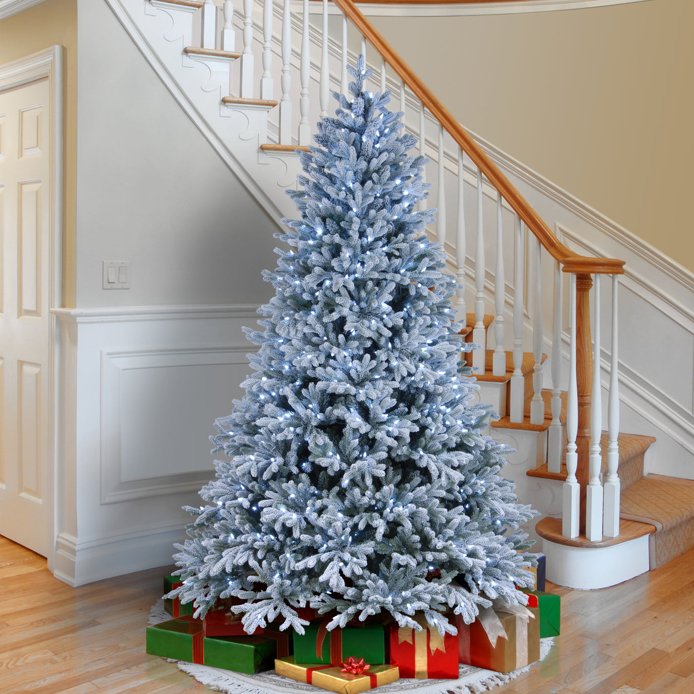 7.5 ft. Pre-Lit Snowy Hamilton Spruce Tree with Warm White Lights - National Tree Company