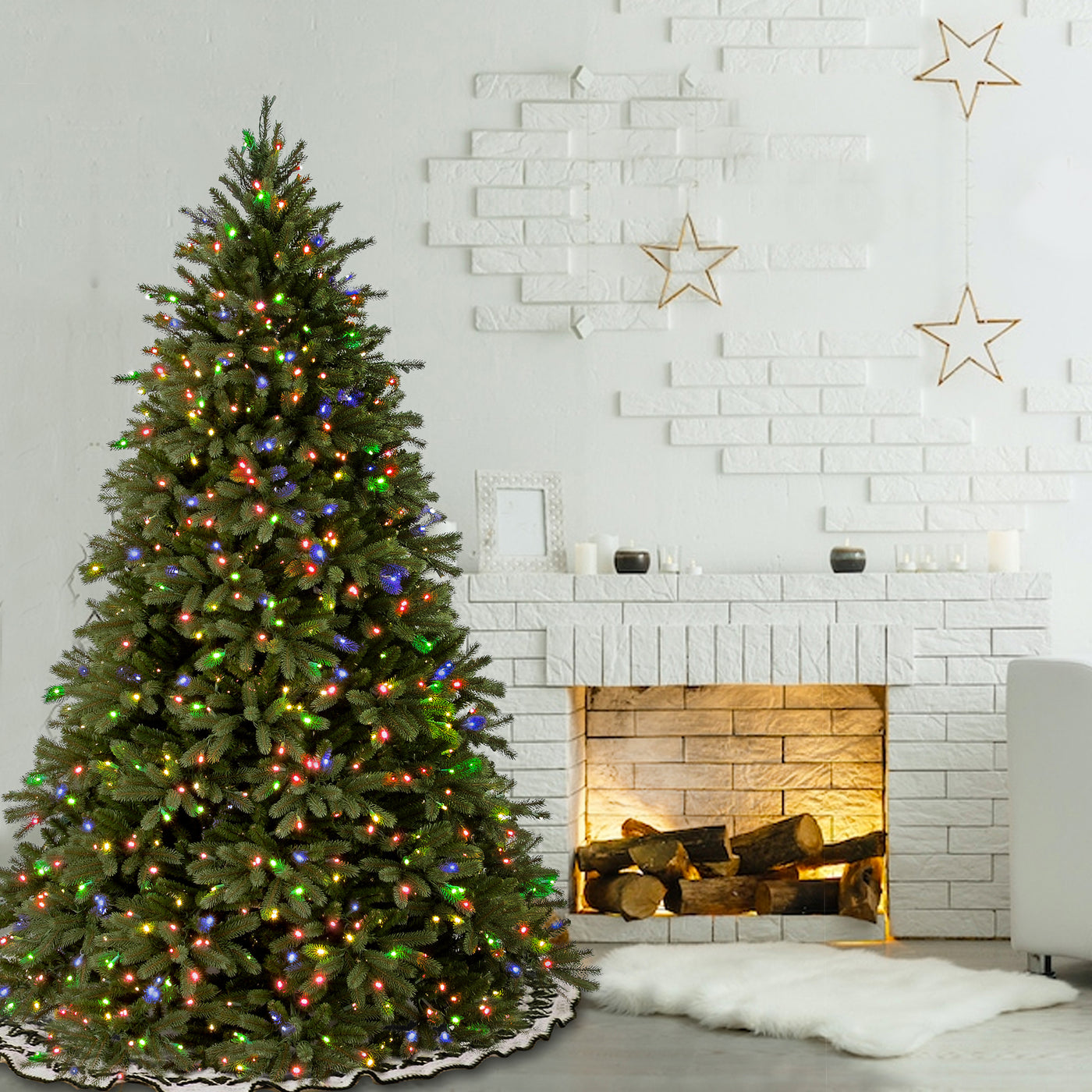 7.5 ft. Pre-Lit Jersey Fraser Fir Tree with Multicolor Lights - National Tree Company