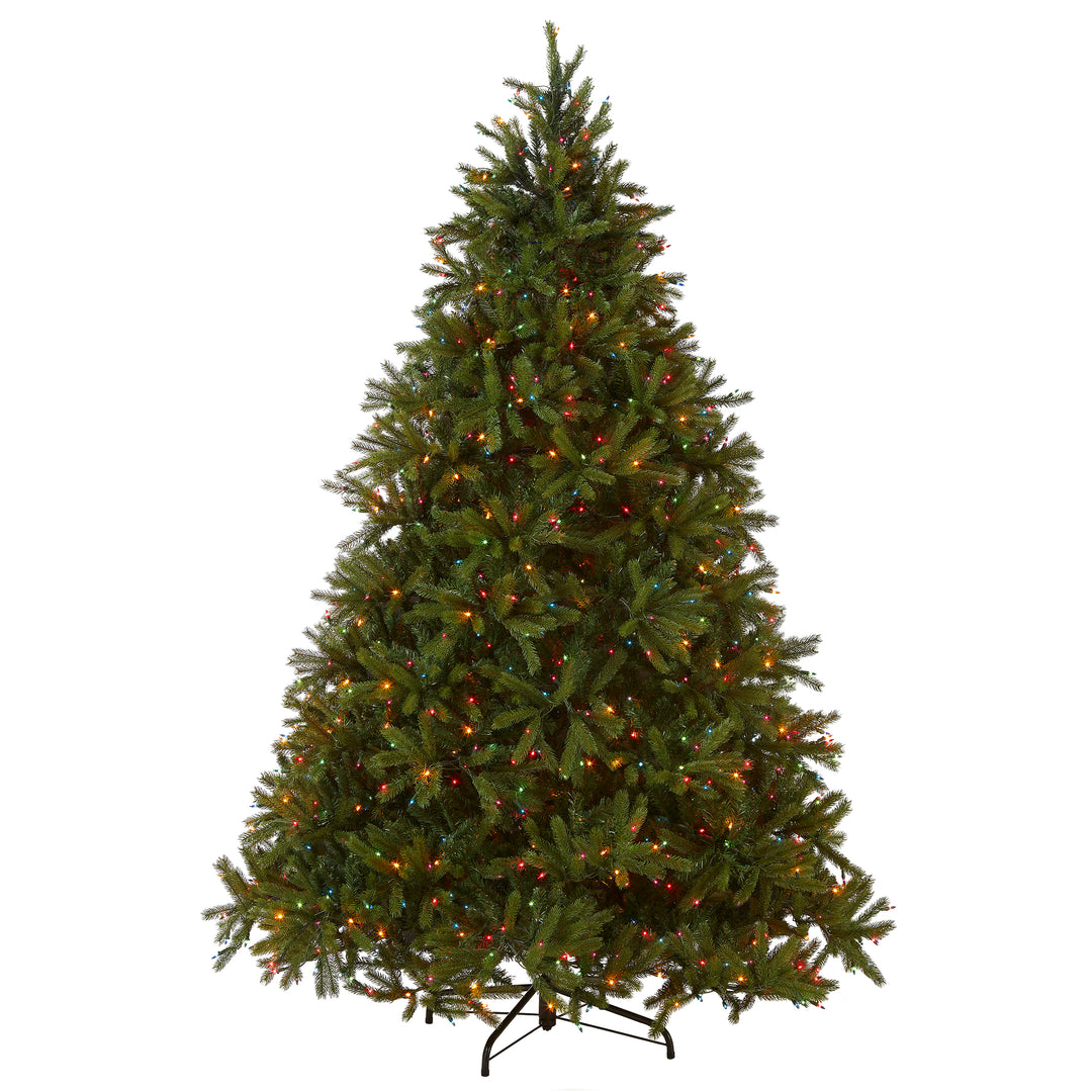 Pre-Lit Artificial Christmas Tree, Green, Jersey Fraser Fir, 'Feel Real', Multi-Color Lights, Includes Stand, 7.5 Feet