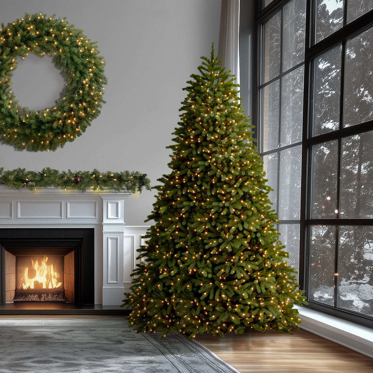 10 ft. Pre-Lit Jersey Fraser Fir Medium Tree with Dual Color LED Light ...