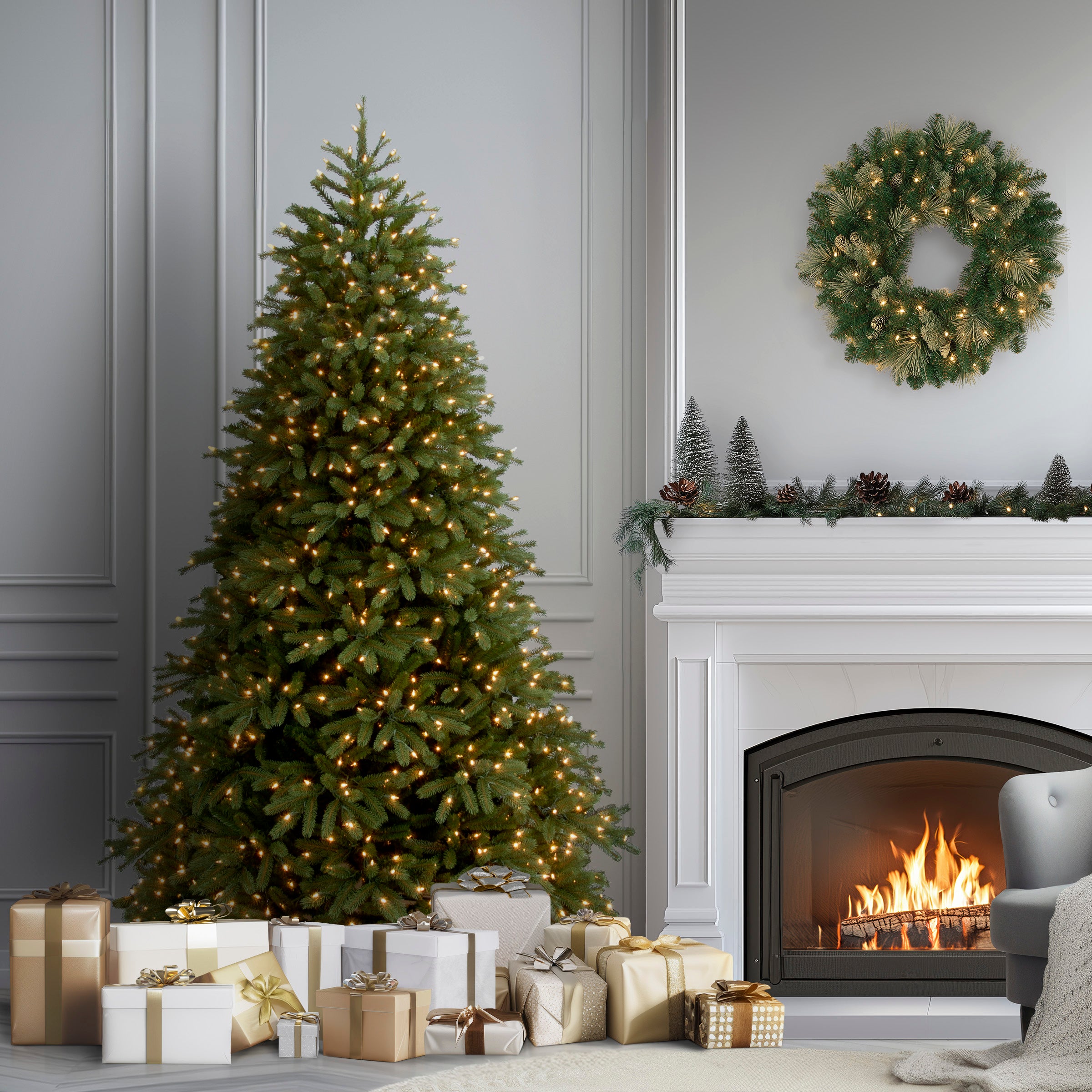 6.5 ft. Pre-Lit Jersey Fraser Fir Medium Tree with Dual Color LED