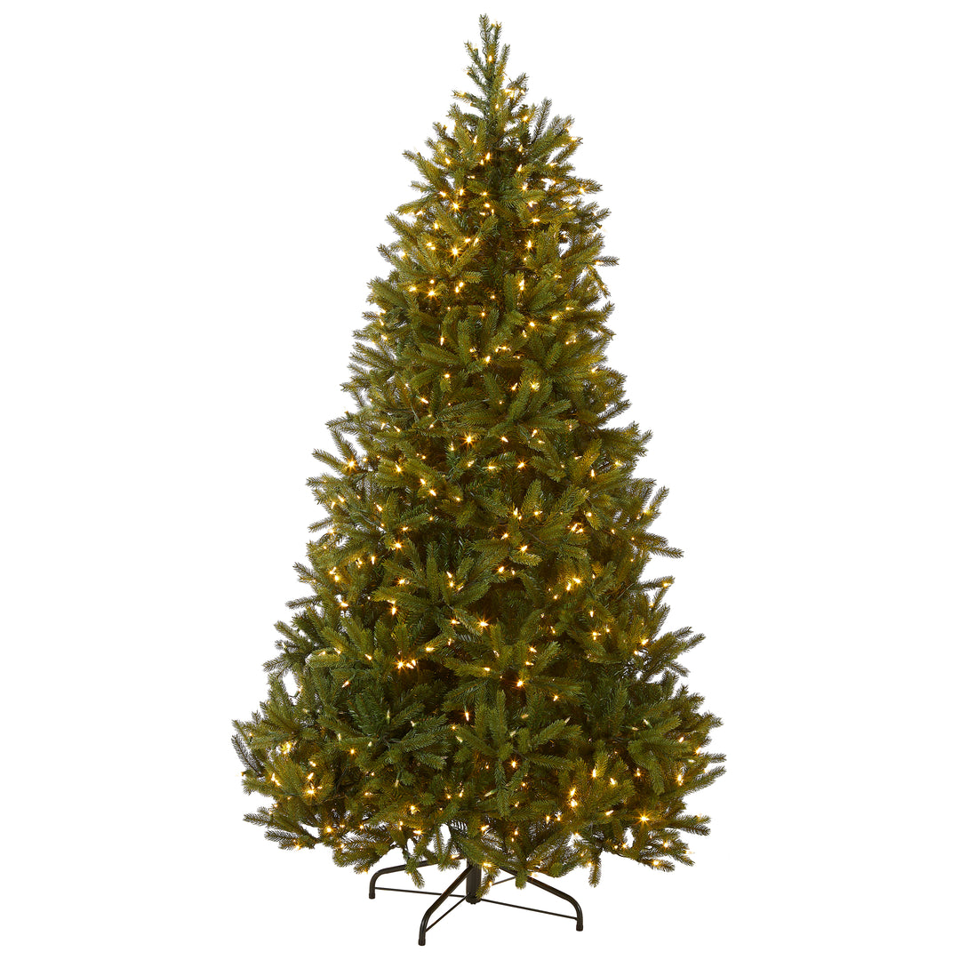 Pre-Lit Medium Artificial Christmas Tree, Green, Jersey Fraser Fir, 'Feel Real', Dual Color LED Lights, Includes Stand, 6.5 Feet